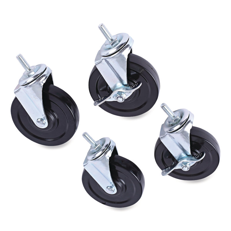 Gray and Black 4-Inch Wheel Casters for Wire Shelving, Set of 4