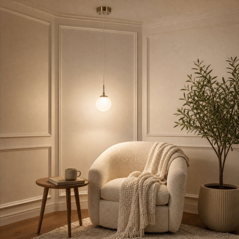 Christobel 1-Light Globe LED Pendant Frosted Glass Shade with Universal Ceiling Style