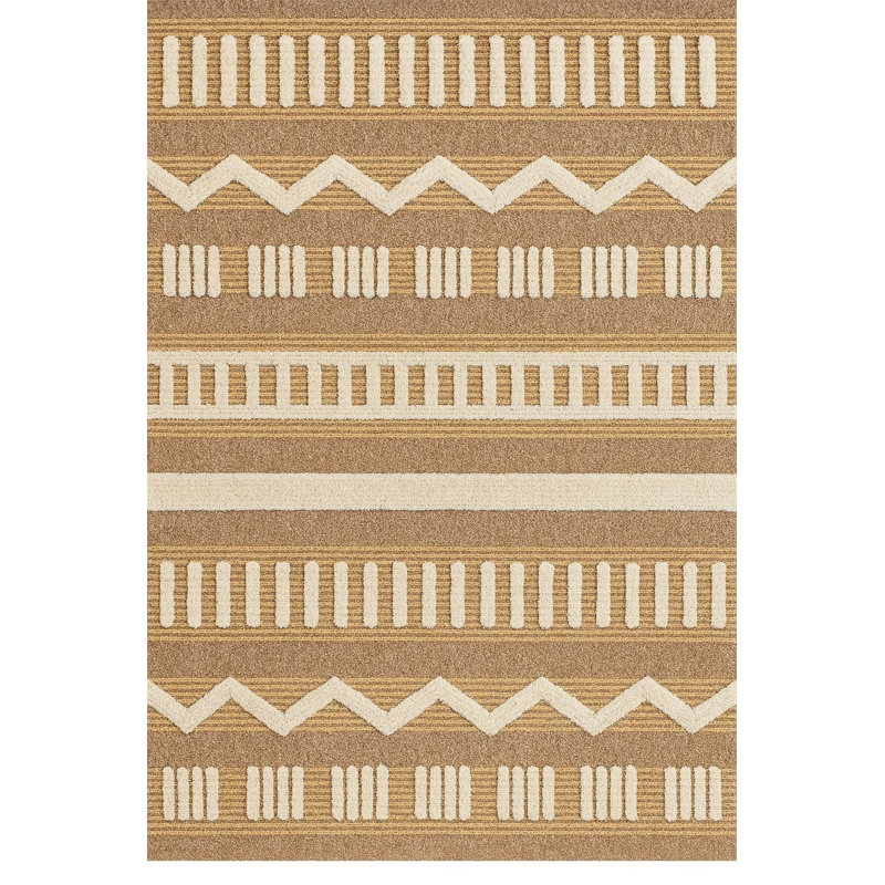 Tapis beige tissé à motif géométrique Mosso, 5'1" x 7'7"