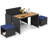 4 Pcs Outdoor Dining Set, Rattan Loveseat Chair & 2 Ottomans Blue