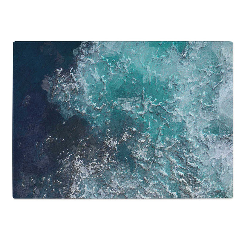 Glass Marbled Waters Chopping Board, 28.5 cm W x 20 cm L