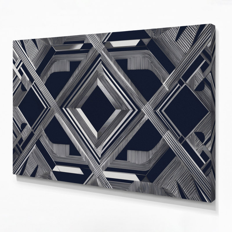 Art mural sur toile gris Op Art 77