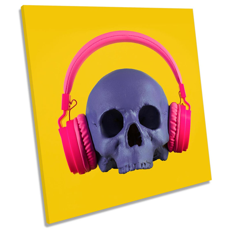 Z1968 Skull Headphone Music - Wrapped Canvas Print, 91.4cm H x 91.4cm W x 4cm D