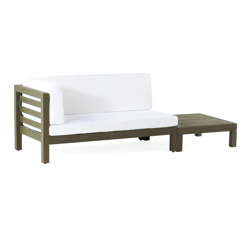 Banc de coin gauche Oana et table basse, blanc