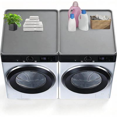2PCS Washer and Dryer Covers for The Top, 27In X 27In Silicone Dryer Top Protector Mat, Waterproof, Scratch Resistant, Washable, Dryer Countertop, Grey