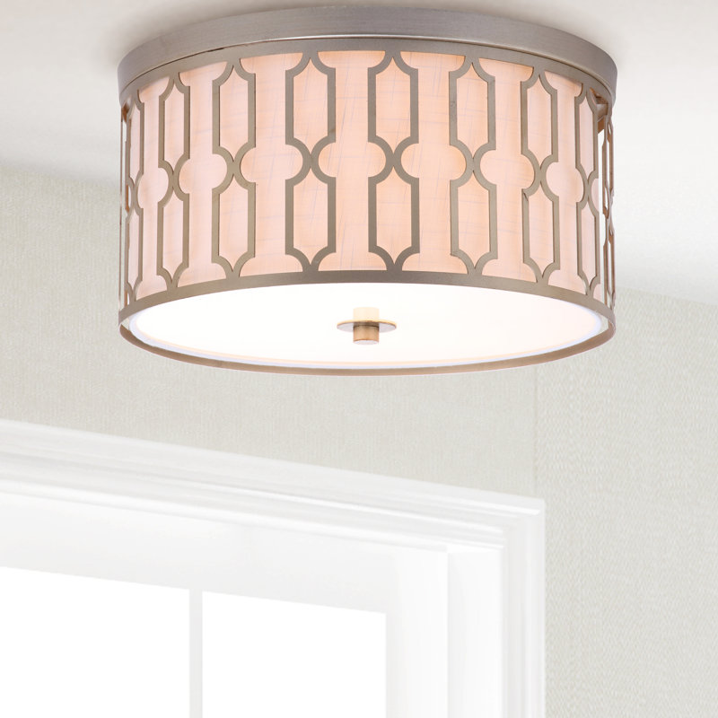 Herrman Metal LED Flush Mount, Soft Gold, 9.5" H x 16.75" W x 16.75" D