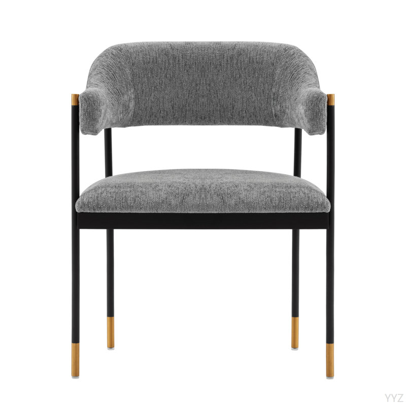 Lia Metal Chenille Armchair In Grey