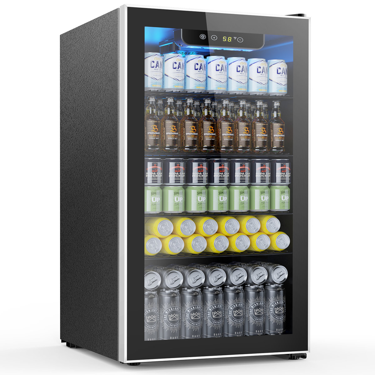 Mini Fridge 130 Can Beverage Refrigerator Cooler, 3.2 Cu.Ft Drink Fridge for Soda Wine Beer, Adjustable Temperature Control for Home Office, Black — FIN-0017441 | Fridge.com
