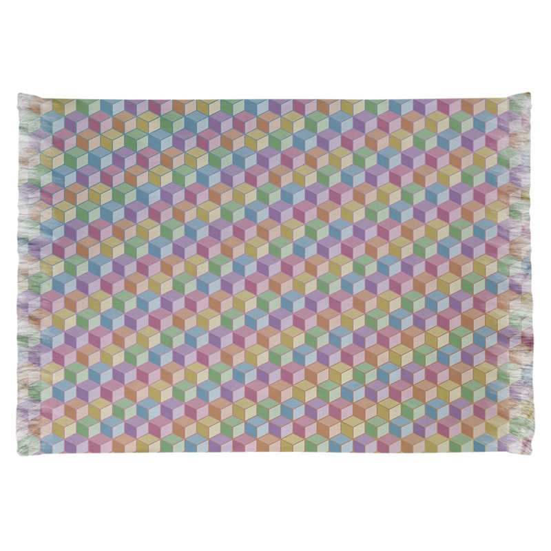 Jaune cube/bleu/rouge Tapis décoratif, non