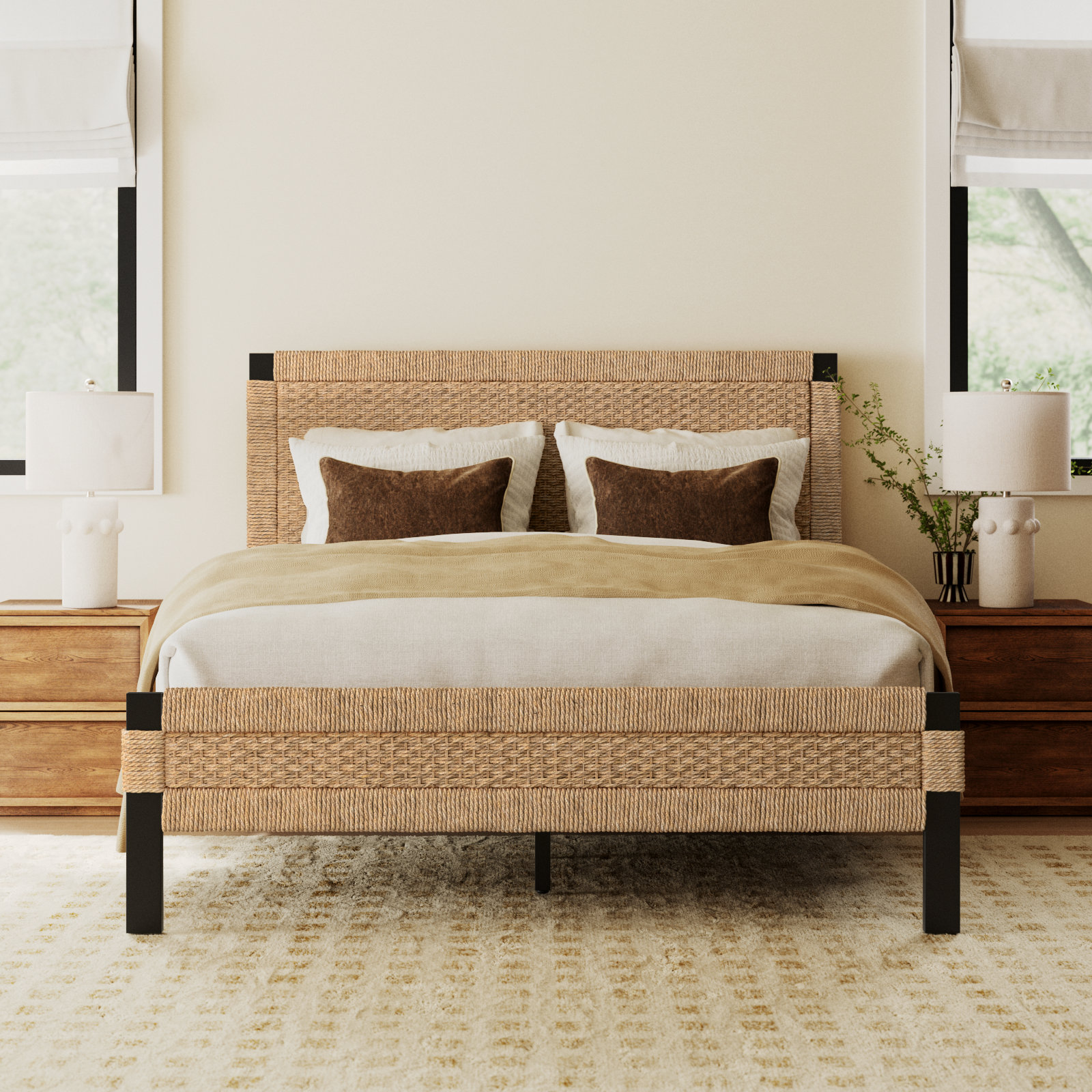 Low-Profile Mahogany Bed, Queen