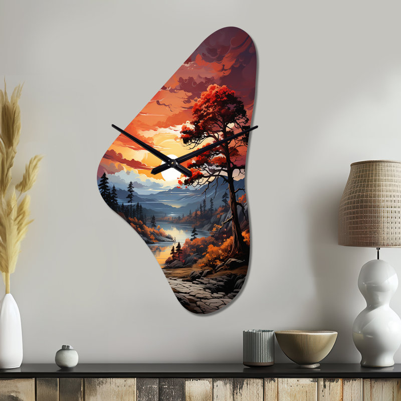 Horloge murale Yung Pine Crimson Serenade II - pin, Moyenne