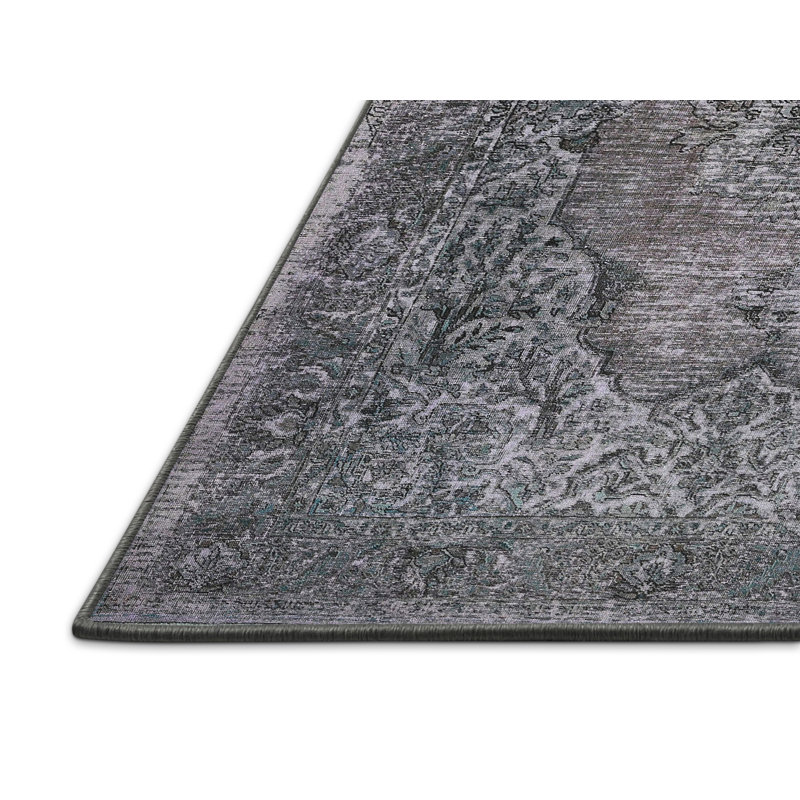Tapis gris/zone noire contemporaine, Rectangle 4 pi x 6 pi