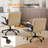 Oil-Waxed Leather Swivel Chair With Flip-Up Armrests-974970031