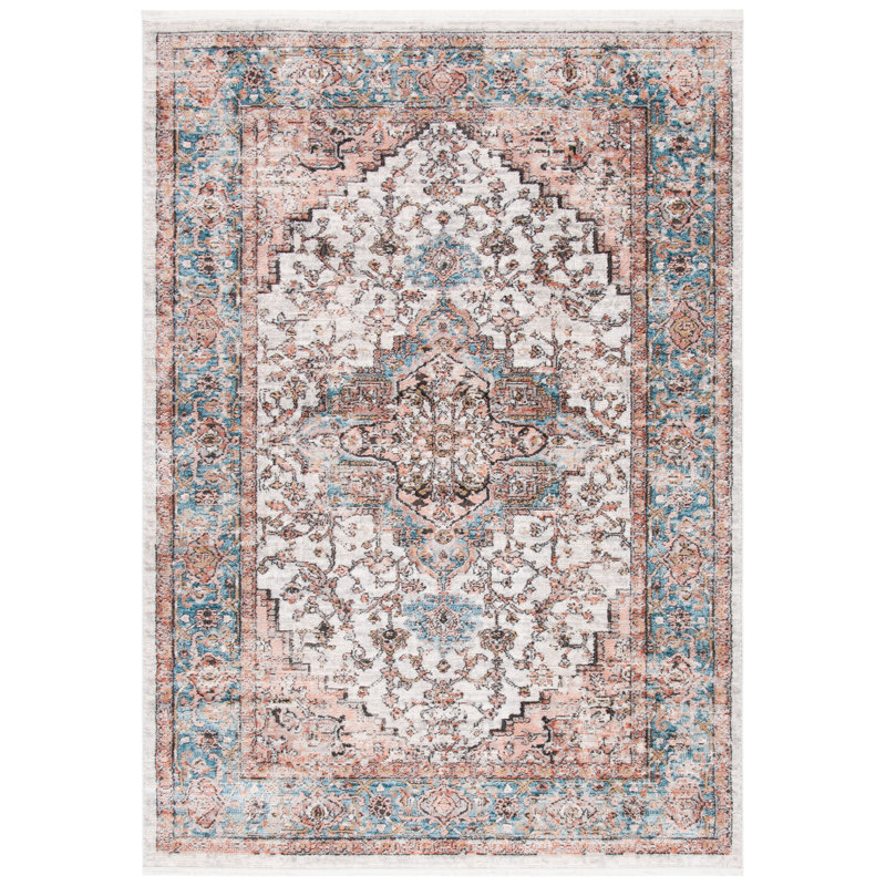 Tapis oriental gris / bleu Quinnipack, Rectangle 2 pi 6 po x 4 pi