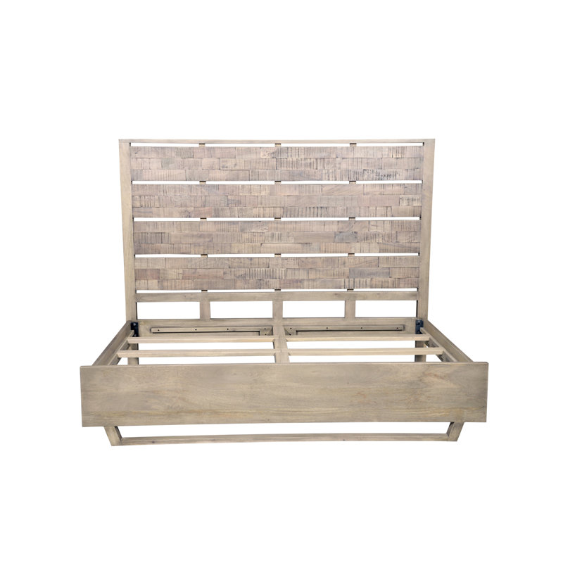 Solid Wood King Panel Bed, White