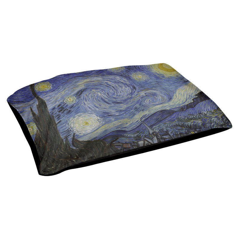 Coussin starry night designer Burk, L 32,5 po x l 42,5 po, Bleu / Noir