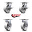 6 Inch Semi Steel Caster Set with Roller Bearing 2 Brakes and 2 Rigid SCC