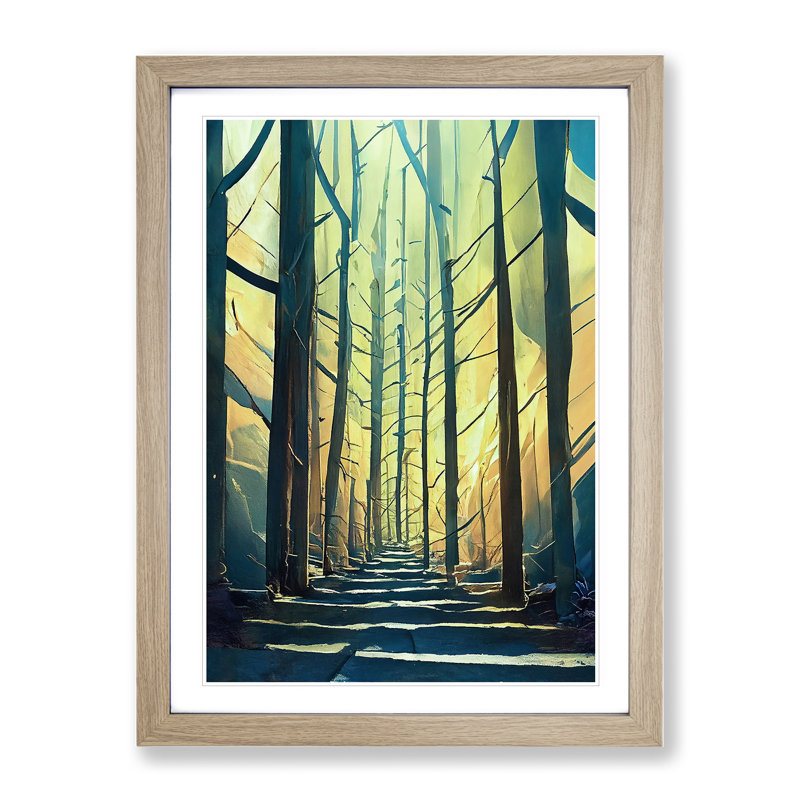 Forest Abstract No.5 - Single Picture Frame Painting, Oak, 34cm H x 25cm W x 2cm D