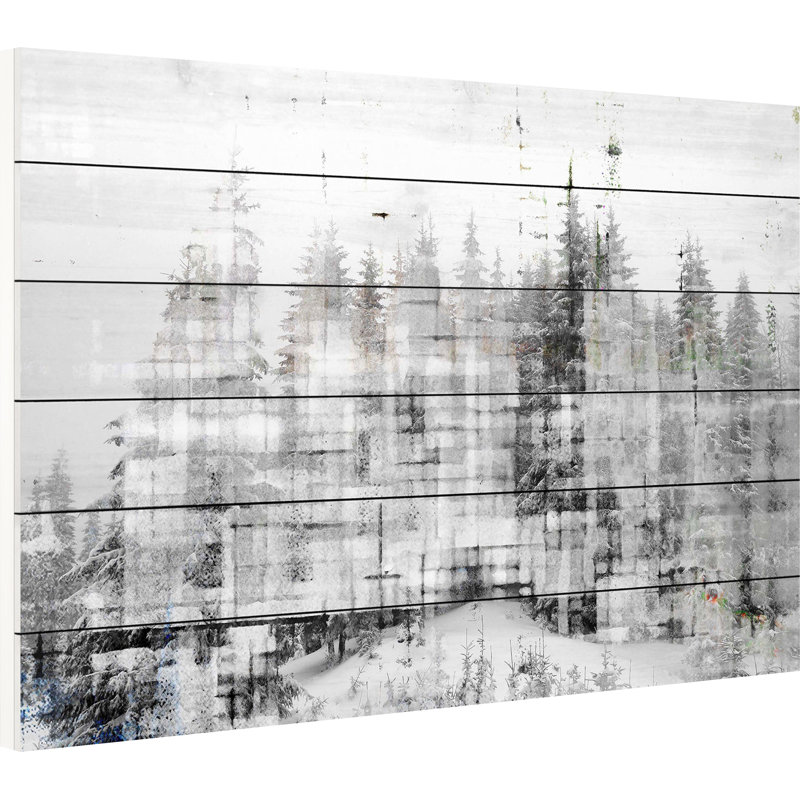 « pin tree », impression sur bois, 30 po x 45 po