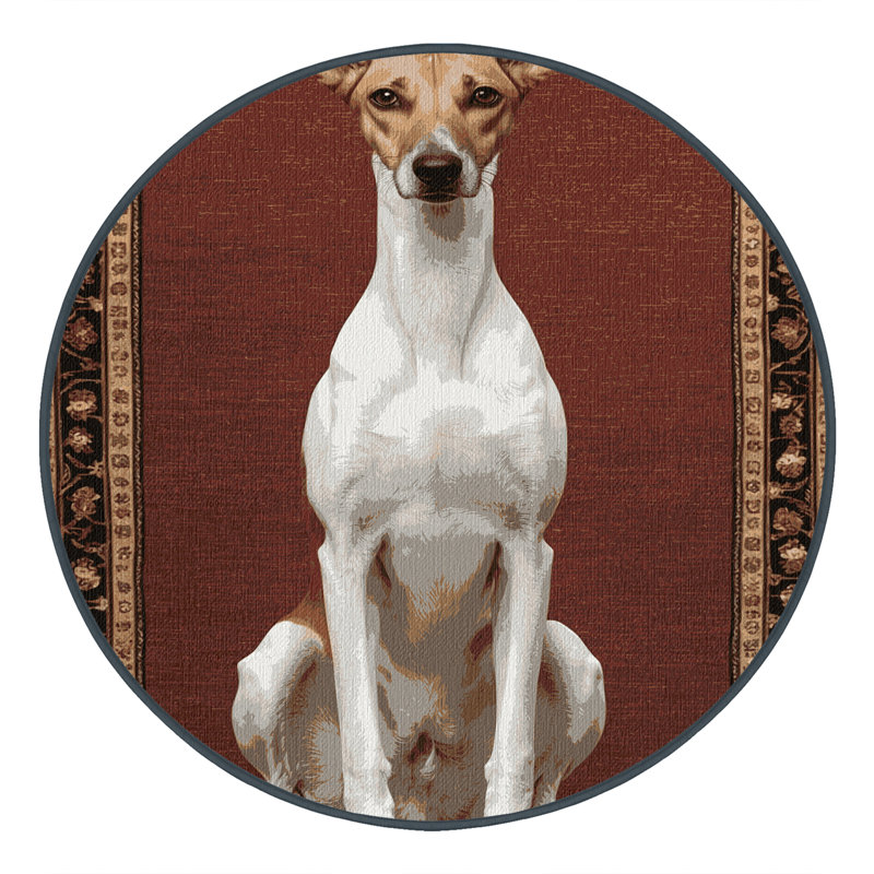 Washable Ibizan Hound Dogs Area Rug, Round 5'