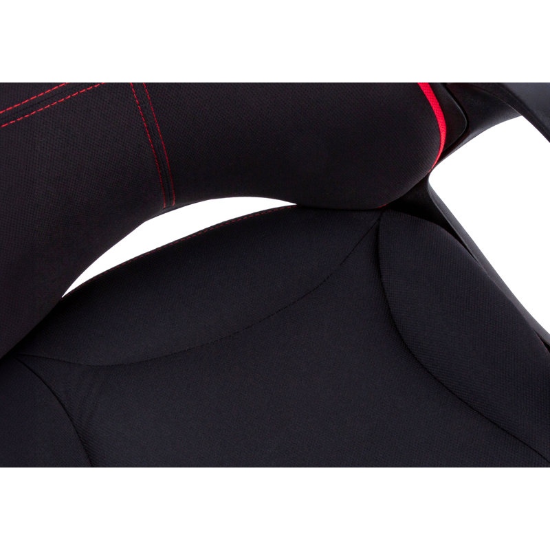 Chaise de bureau, jeux, hauteur réglable, pivotant, ergonomique, accoudoirs, bureau d'ordinateur, travail, tissu noir et rouge, métal noir, contemporain, moderne