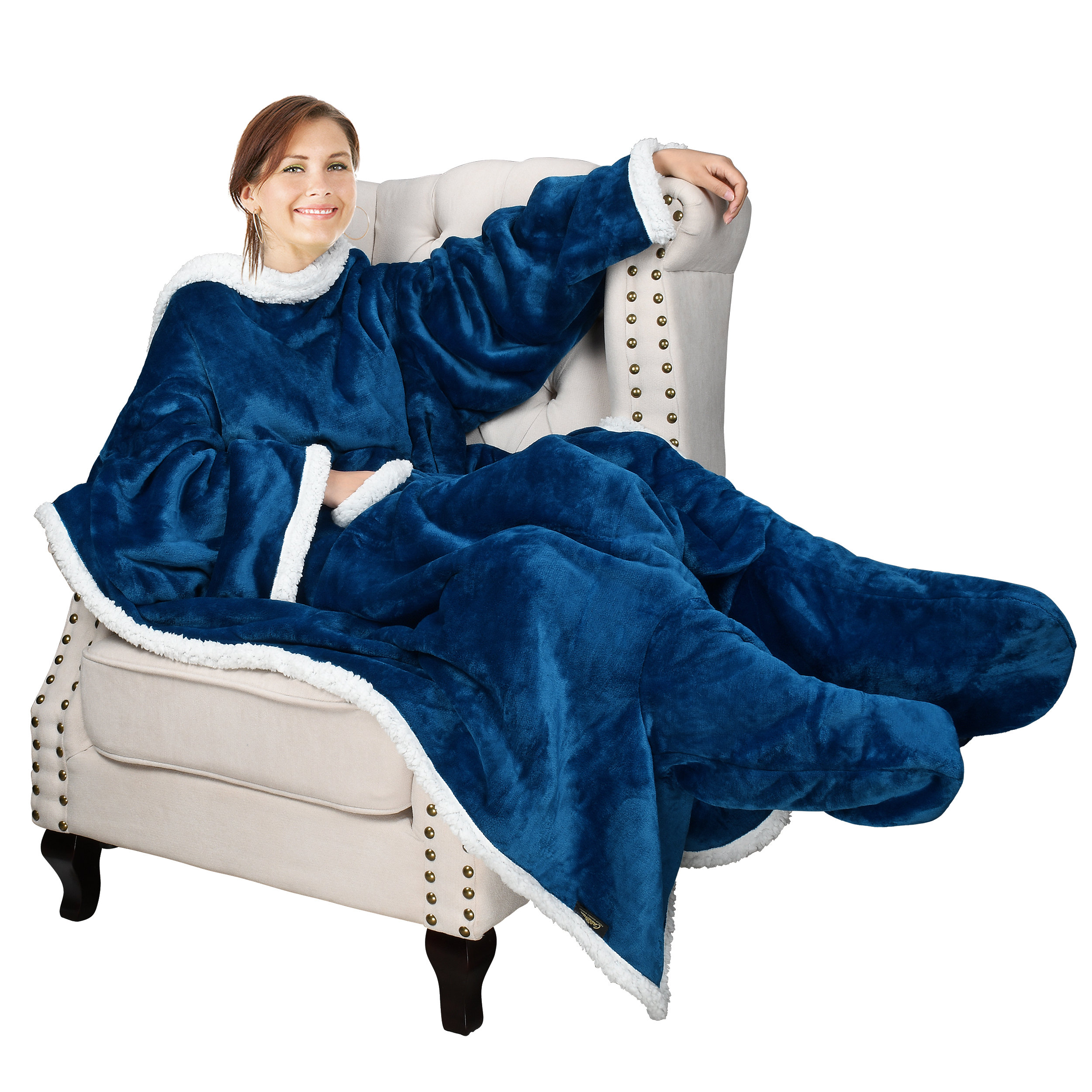 Catalonia Wearable Blanket with Sleeves and Pocket, Cozy Soft Fleece Micro  Plush Wrap Adult Blanket Robe for Women Men, Makes a Great Gift for