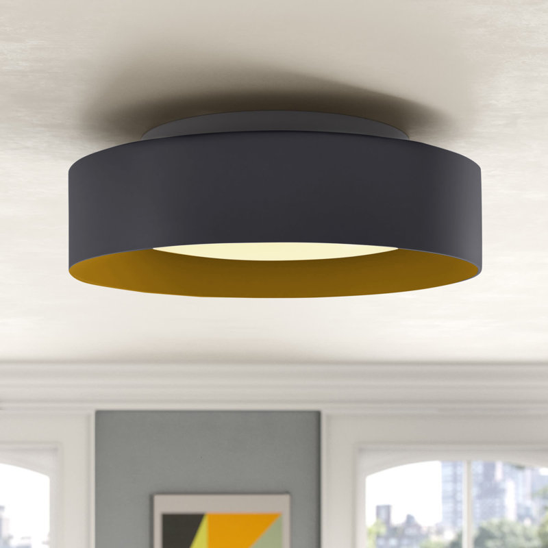 Glass Flush Mount, Black/Gold