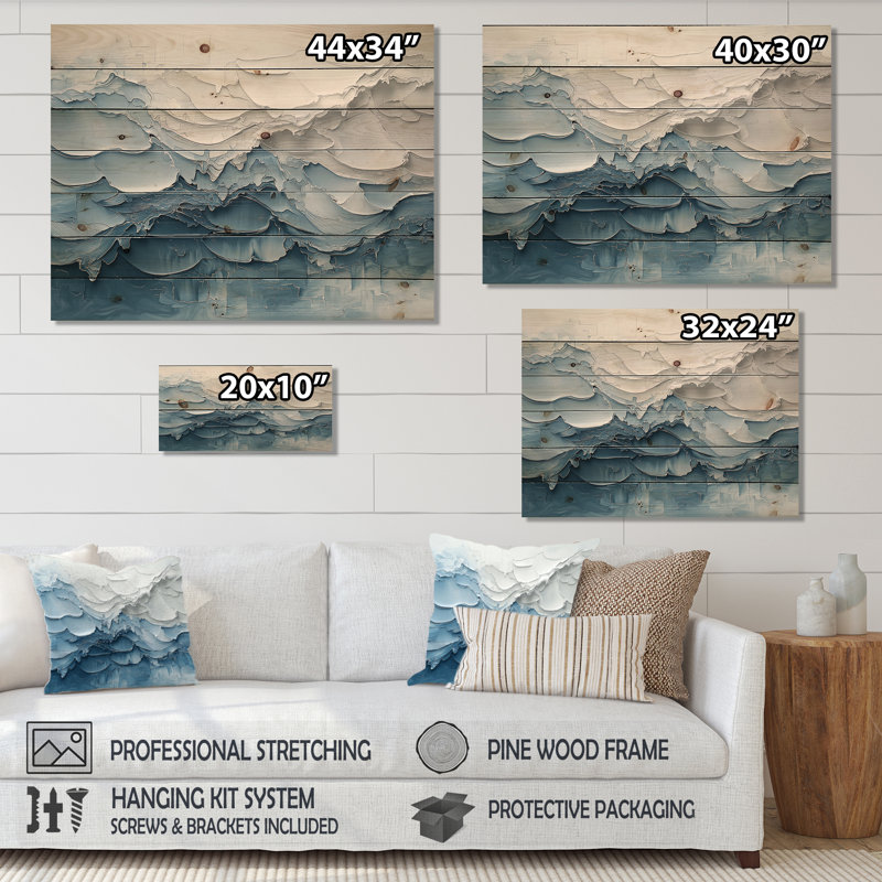 Vagues vagues de l'océan I - décoration murale en bois côtier - sur bois de pin naturel, H 34 po x l 44 po x P 0,78 po