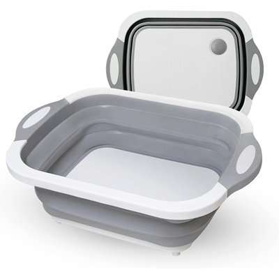 Aquapure - Panier à linge pour fruits et légumes, planche à découper pliable avec bouchon de vidange, planche à découper pliable, accessoires de cuisine, cuve en silicone pour accessoires de camping