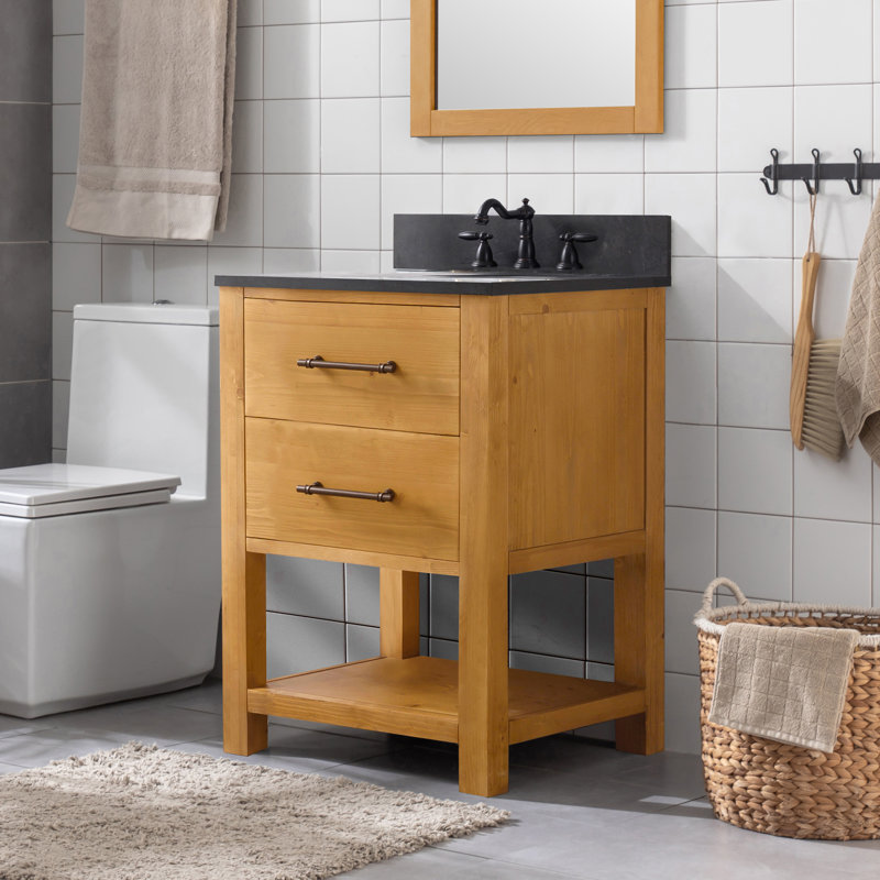 Ensemble de meuble-lavabo simple 24 po Keri, Naturel / Noir antique