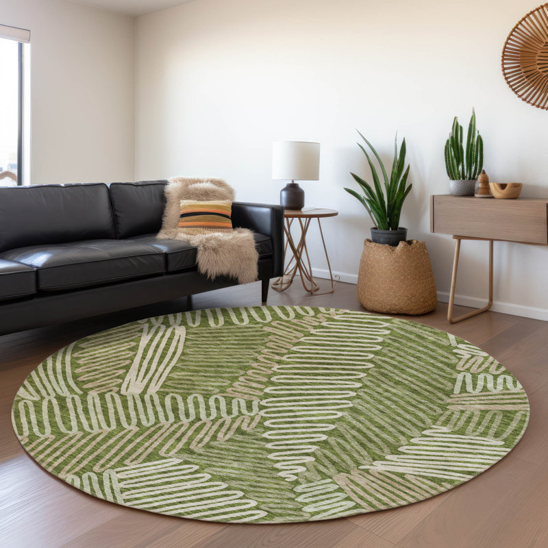 Lamanna Washable Floral Indoor / Outdoor Rug, Round 8'