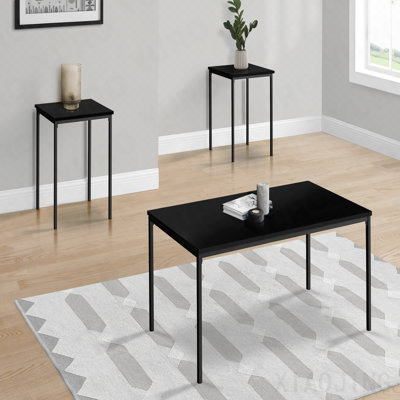Black Laminate And Black Metal Coffee End Table Set, 3-Piece