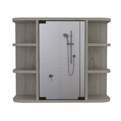 Roseburg 6-Shelf Medicine Cabinet With Mirorr Light Grey