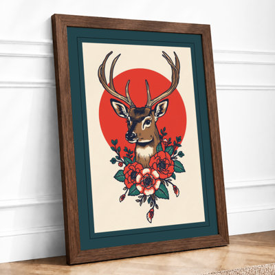Crowned Deer Boho - Framed Print