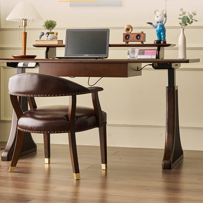 62.99"Modern Solid Wood Cherry Electric Height-Adjustable Desk
