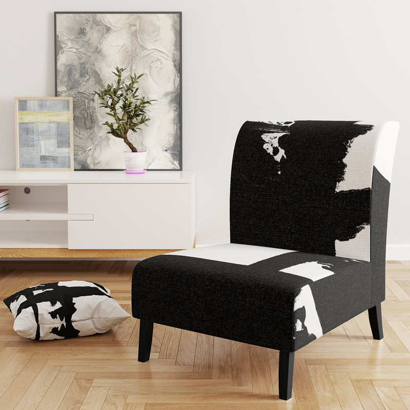 Fauteuil de chambre en tissu noir et blanc Crossing Paths I