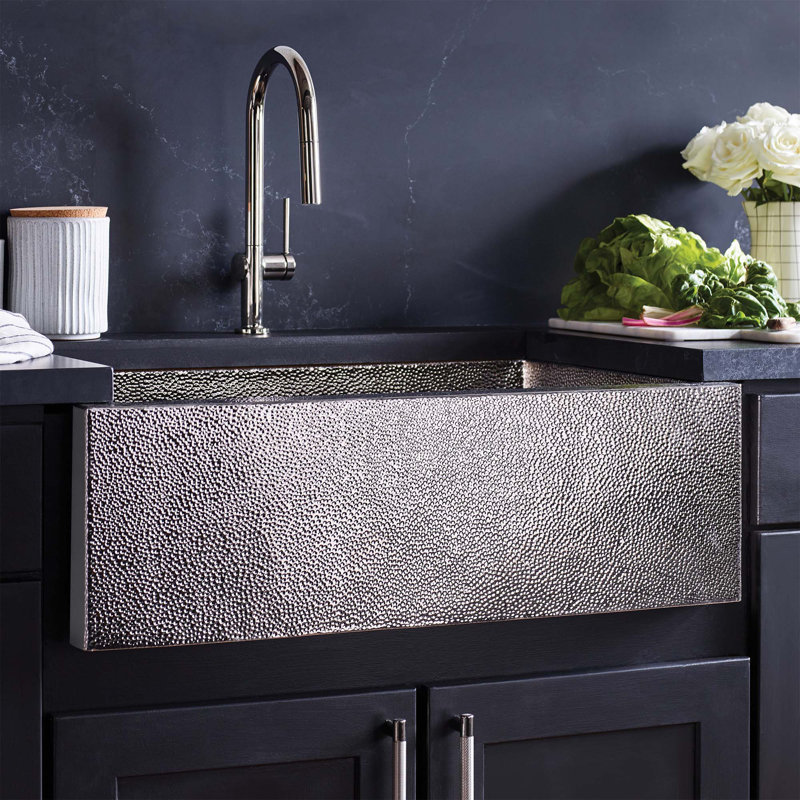 33" L x 22" W Apron Kitchen Sink, Polished Nickel