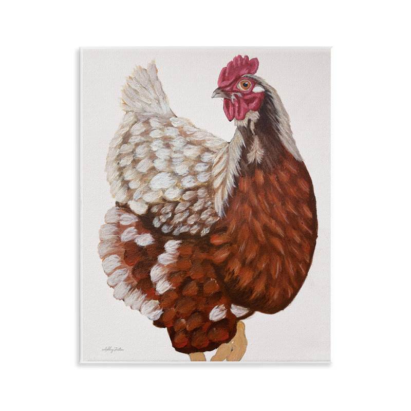 Art traditionnel sur plaque, Portrait de poulet traditionnel par Ashley Justice
