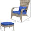 Chaise de patio avec dossier haut bleu foncé d'extérieur pour la terrasse, la cour, la cour avant, le jardin, la terrasse et le grand siège en bleu, coussins de foyer