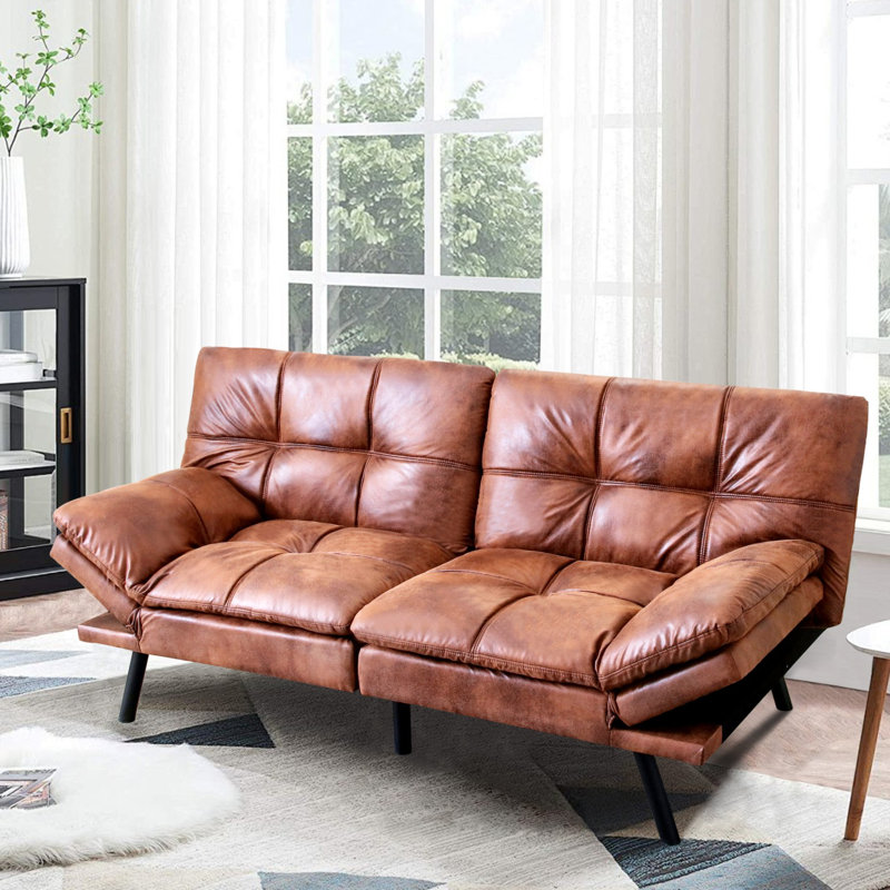 George Oliver & Unia ！！ Futon Sofa Bed with Adjustable Armrests & Backrests - 2.5" Plush Memory Foam, 15-Min Assembly, Compact Space Hero