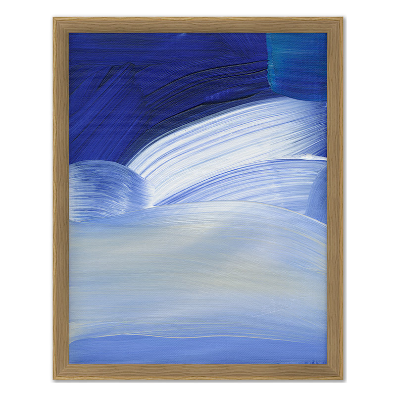 Blue Wave 2 Print by Daph Haus, Oak Single Picture Framed