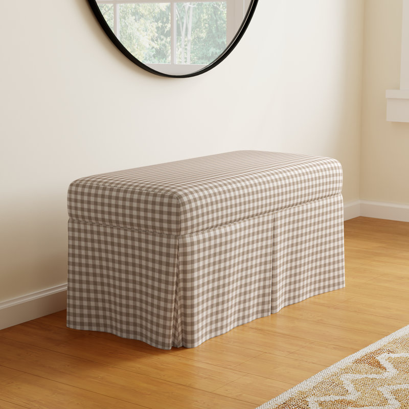 Chaplin Cotton Upholstered Storage Bench, Classic Gingham Tan