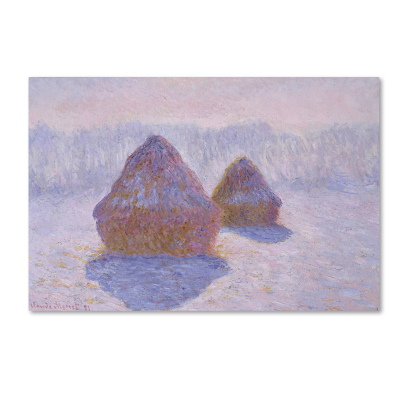 «Haystacks Effect of Snow and Sun», reproduction sur toile, H 12 po x l 19 po x P 2 po, Sans mat, Toile tendue