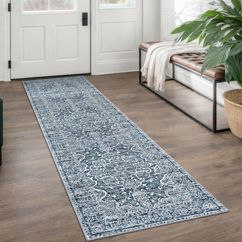 Area Rug Machine Washable Rugs with Rubber Backing for Living Room, Runner 2' x 7'