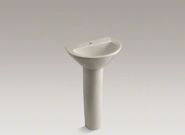 Parigi® Ceramic 20" Pedestal Bathroom Sink, Biscuit, Single