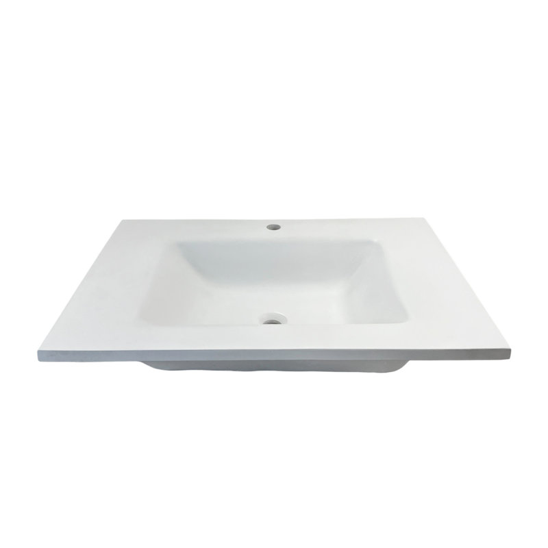 31'' White Concrete Single Bathroom Vanity Top with Integral Sink