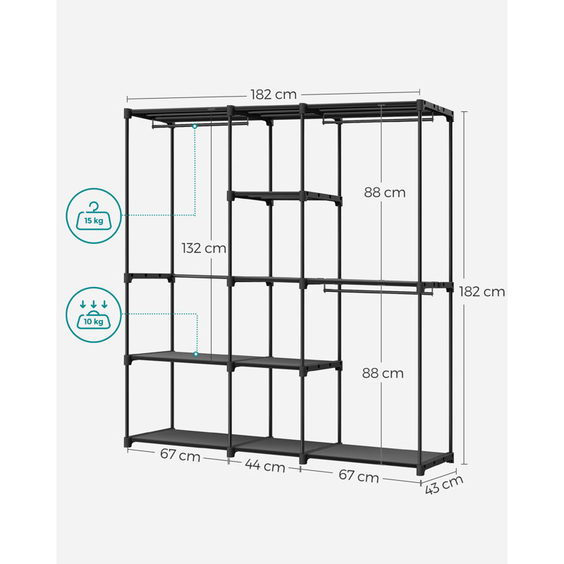 Aguon 182cm Portable Wardrobe, Black