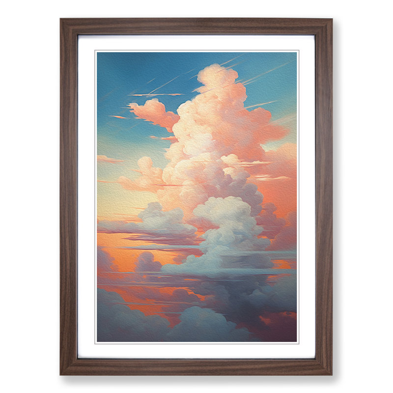 Single Picture Frame Print on Wood, Walnut Framed, 46cm H x 34cm W