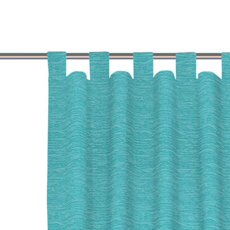 Polyacrylic Opaque Tab Top Curtain Panel, 132cm Width x 305cm Drop, Turquoise