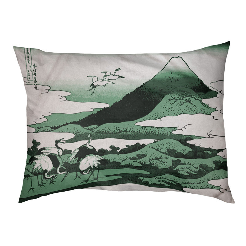 Coussin de concepteur japonais pour grues Burkart, L 32,5 po x l 42,5 po, Vert / brun foncé